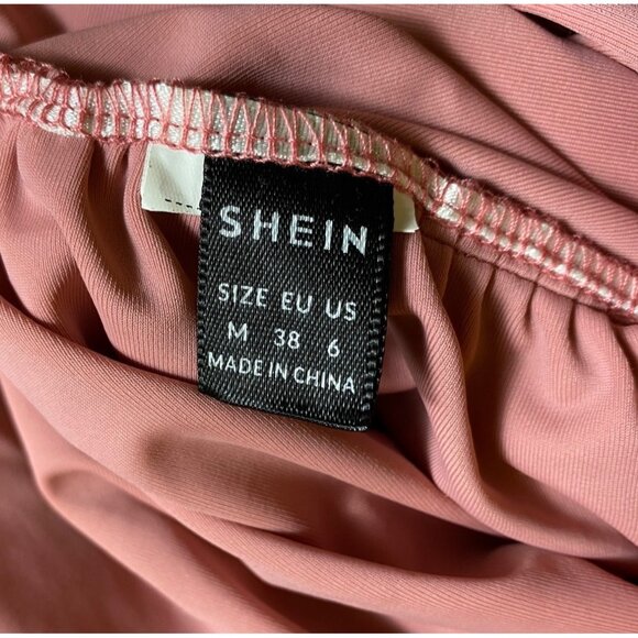 Ruched Pink Halter Neck Dress Medium Sexy Date Party Club Y2K Ruffle Bodycon Hot - Picture 3 of 3